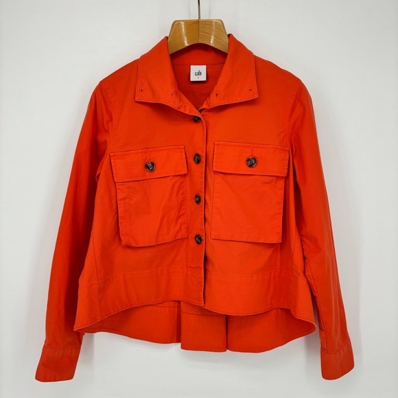 Cabi Resort Jacket # 5098, Tiger Lily Orange Canvas Swing Style Jacket, Small - Picture 14 of 17